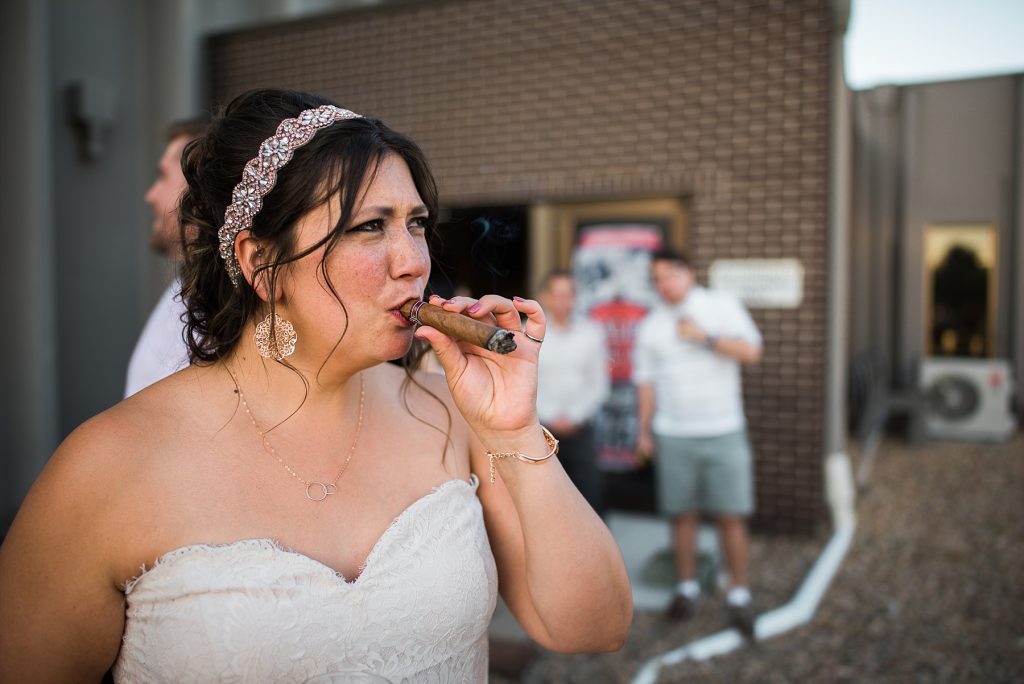 bride smoking cigar