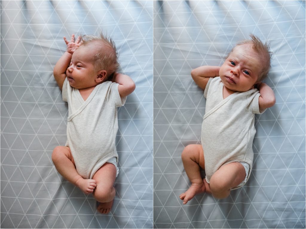 baby stretching in crib