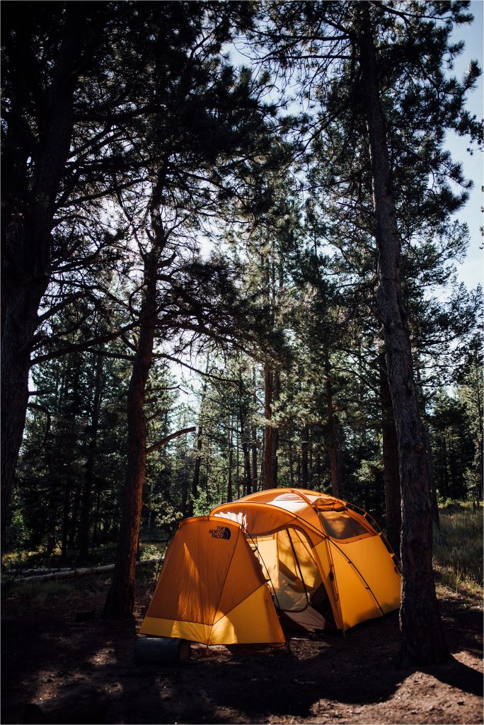 North Face tent used while camping with kids in Wyoming.